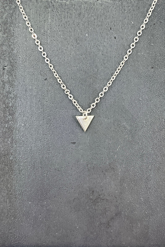 tiny silver triangle charm